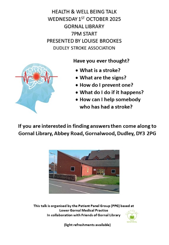 Friends of Gornal Library - Dudley Stroke Association Health and Wellbeing Talk